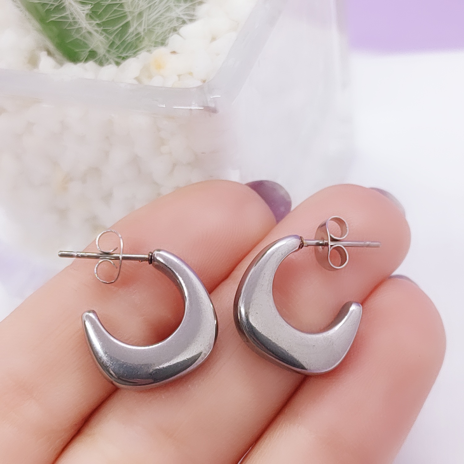 Acero quirúrgico semi argollas infladas(15mm) – Mayorista Joyas