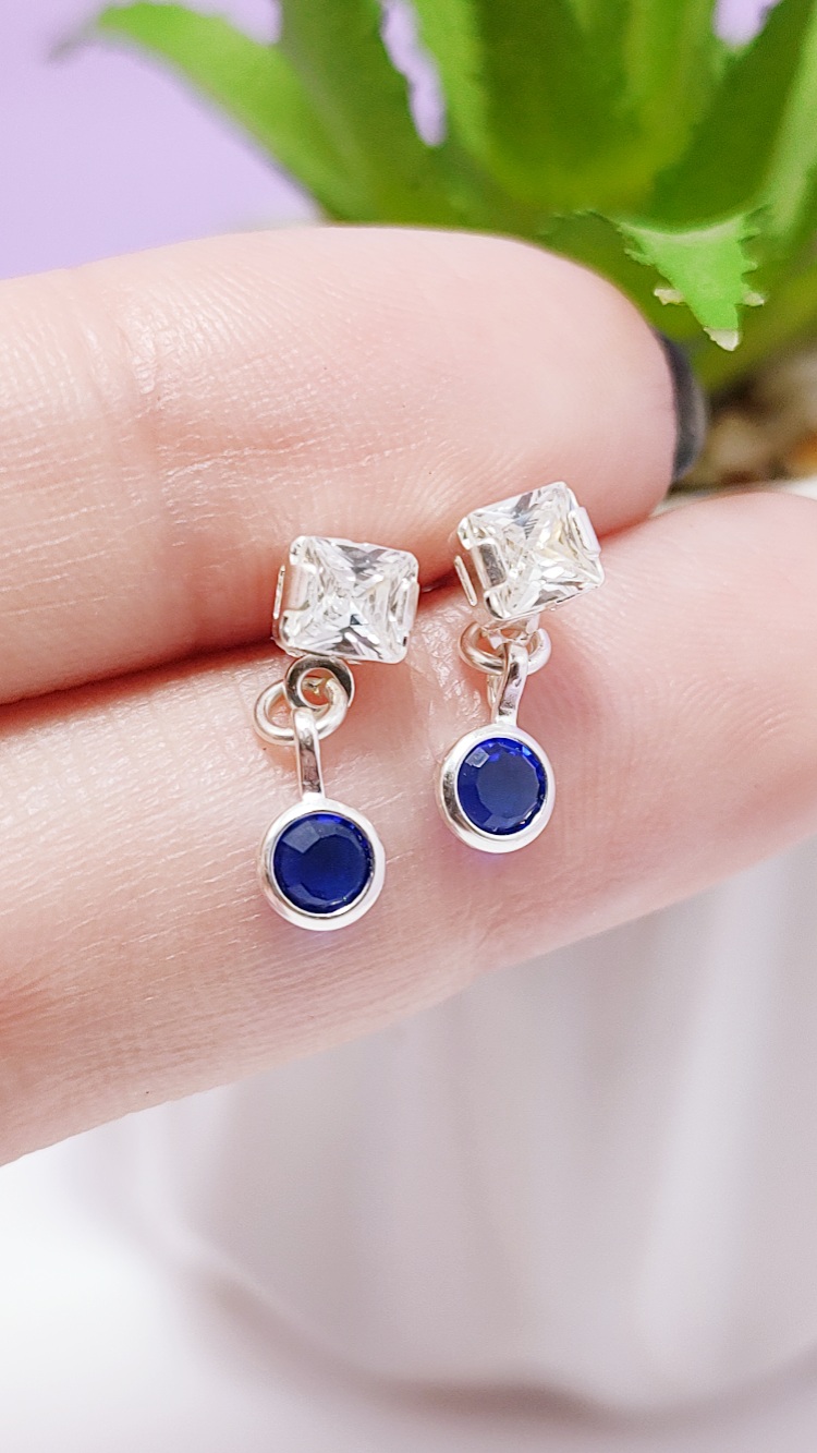 Aros pasantes cristal azul