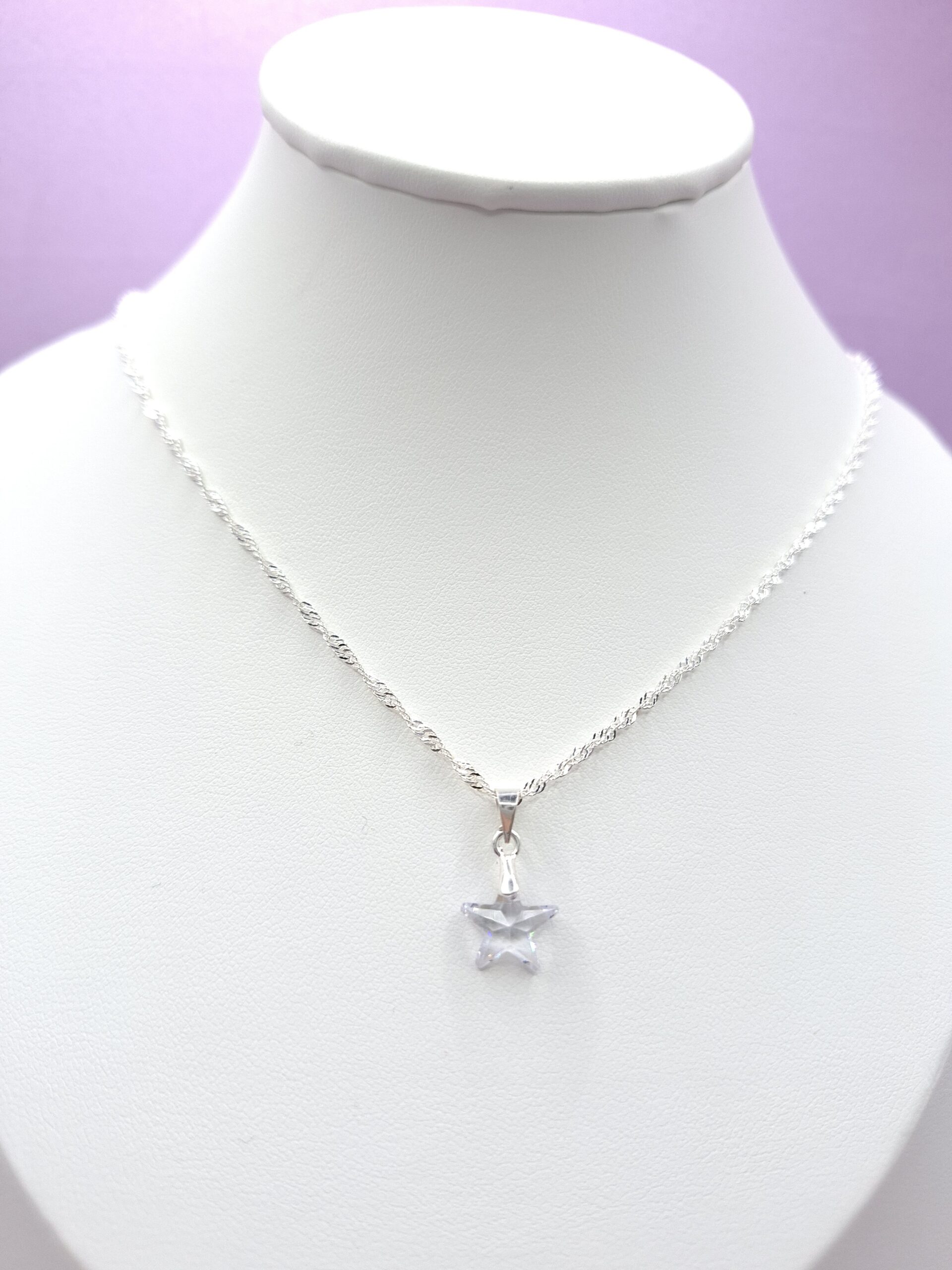Plata 925 laminada Conjunto estrella cristal(45cm)