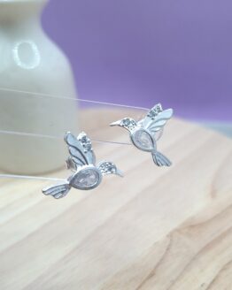Plata 925 laminada Aros colibrí cristal
